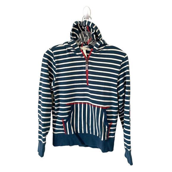 Matilda Jane Joanna Gaines Striped Quarter Zipper Hoodie Pullover Blue Size 10 - Picture 1 of 6
